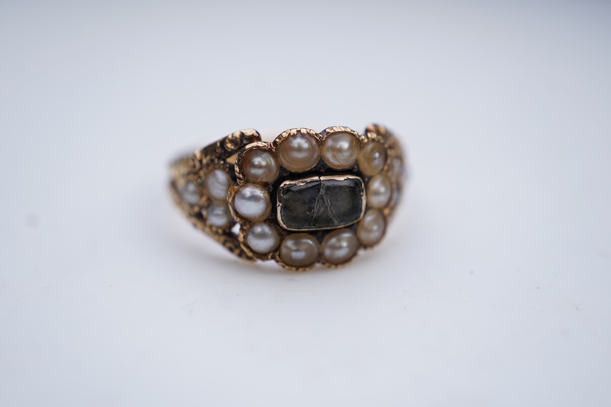 A Regency pearl mourning ring, circa 1824